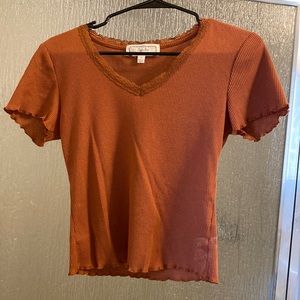 Brown hippie rose t shirt